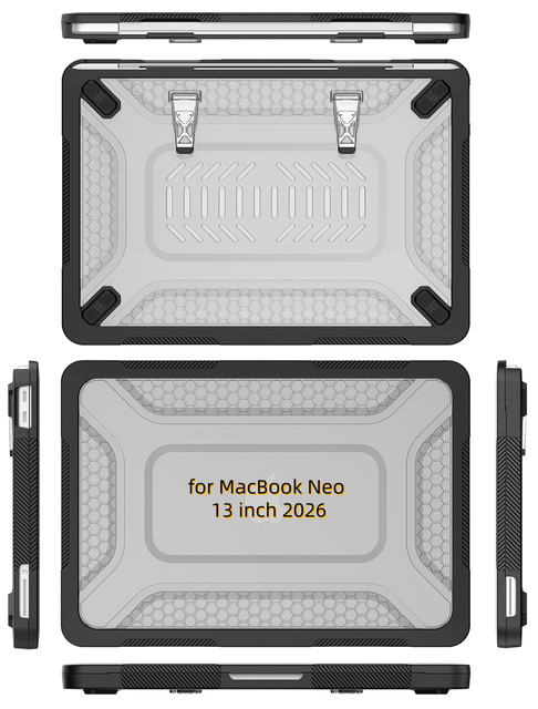 Hot Fingerprints Resistant Protective Hard Shell Case for MacBook Neo Case A3404 13 Inch 2026 Matte Kickstand Rugged Laptop Case