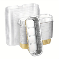 200ml 6.8oz Jetable Mini Pain Moule De Cuisson En Aluminium Pan Ramekins En Aluminium Gâteau Tasse Avec Couvercle En Dôme