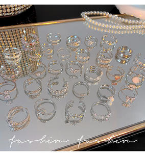 韓国風 インスタグラム オープンリング シルバー キュービックジルコニア シルバーカラー ミニマリスト 人気 メタル カスタム ファイン ファッション ジュエリー リング レディース - Product Image 5