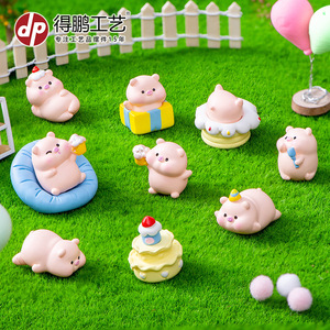 Figurines de cochon miniatures en résine, lot multi-pièces, décoration d'anniversaire, ornement de bureau pour salon - Product Image 4
