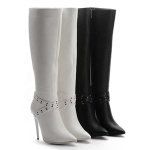 รองเท้าบูทสั้นปลายแหลมเซ็กซี่ ทำมือ บุขนสั้น รองเท้าบูทสูงถึงเข่าสำหรับผู้หญิง แฟชั่นสายไขว้ ซิปด้านข้าง ไซส์ใหญ่พิเศษ 43 - Product Image 6