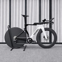 Vélo de course en fibre de carbone 24 vitesses 2x12s avec transmission électronique, freins à disque hydrauliques, roues à 5 rayons et passage interne des câbles