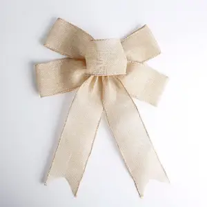 Thiết Kế Mới Giáng Sinh Cửa Bow Đay Tự Nhiên Vải Bố Ribbon Cung Cho Giáng Sinh Garland