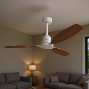 Ventilador de techo de perfil bajo de 52 pulgadas con 3 aspas de madera y control remoto para patio y sala de estar - Product Image 2