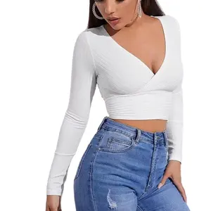 Áo Thun Dáng Ngắn Đơn Giản, Áo Crop Top Tùy Chỉnh, Màu Trơn, Phong Cách Gợi Cảm