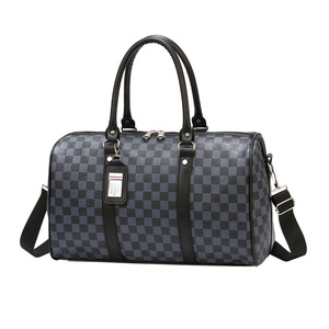 Túi xách du lịch bằng da thật nam, dung tích lớn, thời trang, chống thấm nước, khóa kéo, đeo tay, đeo chéo, in họa tiết - Product Image 1