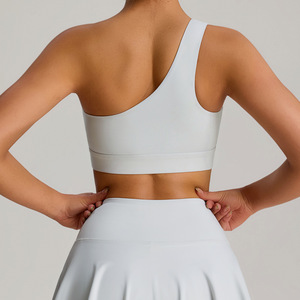 Sujetador deportivo de un solo hombro <span class=keywords><strong>para</strong></span> mujer, top corto asimétrico sin espalda <span class=keywords><strong>para</strong></span> yoga, sujetador inalámbrico de alto soporte <span class=keywords><strong>para</strong></span> gimnasio, fitness y tenis - Product Image 5