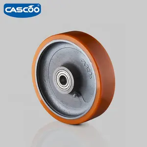 CASCOO 200毫米重型焊接铸铁聚氨酯车轮用于手推车