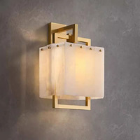 Lampe murale LED moderne artistique en marbre d'albâtre de luxe pour chambre à coucher avec télécommande
