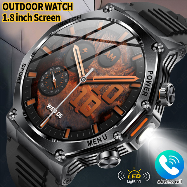 2025 AK82 Sports Smartwatch with Flashlight BT Call Waterproof Fitness Tracker Smart Watch Men Sports Smart Watch Outdoor