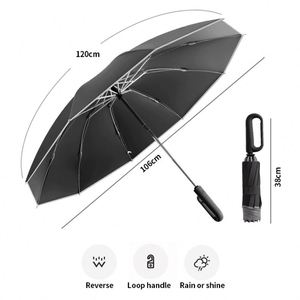 Durable Premium Grip Automatic Folding Rain <b>Umbrella</b> Parasol Dla Kobiety Promotional <b>Windproof</b> Pongee 3 Fold <b>Umbrella</b> for Rain - Product Image 3