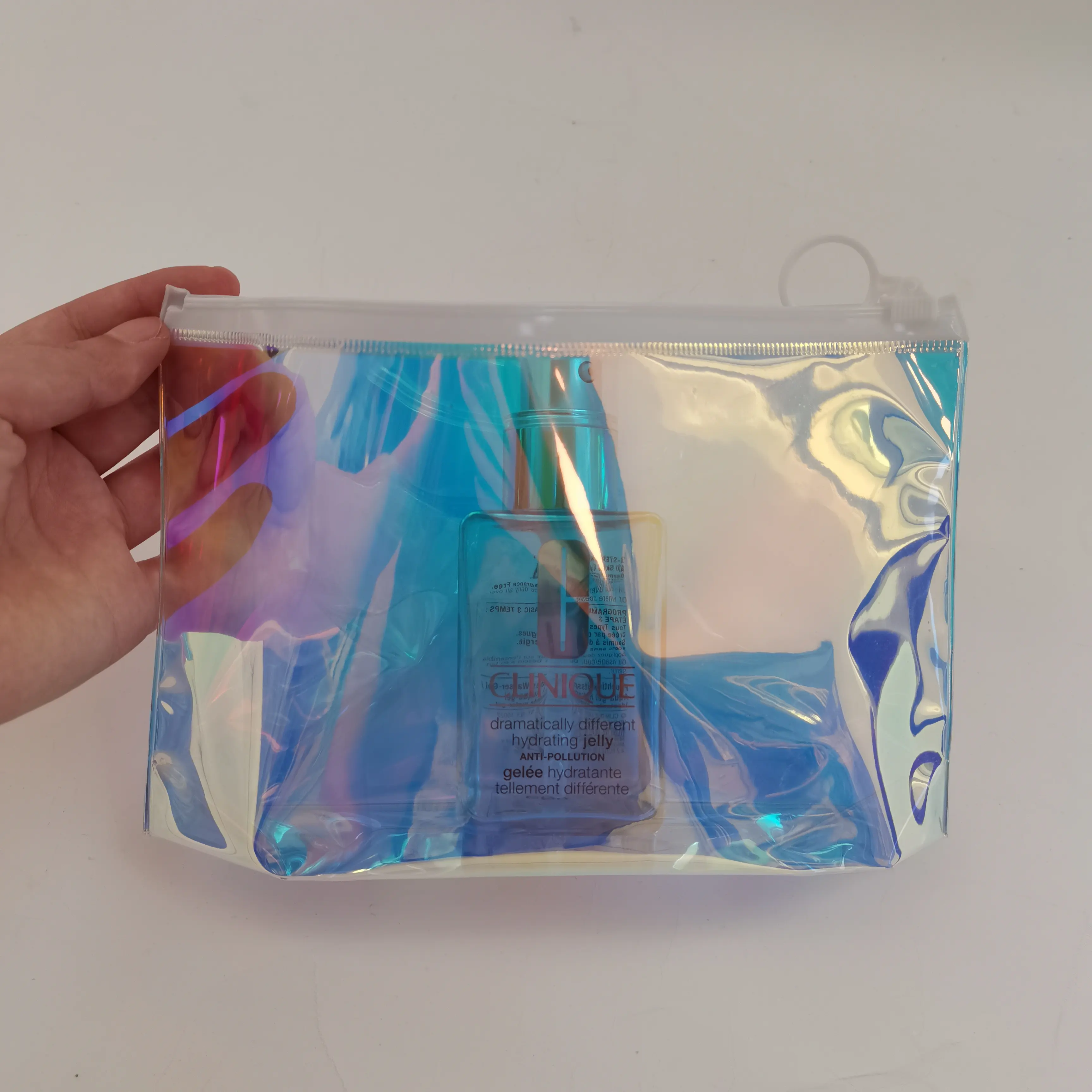 Laser PVC Holographic Cosmetic Bag Shiny Iridescent Travel Makeup bag For Girls Zipper Bag