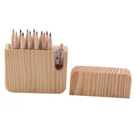 6pcs या 12pcs छोटे पेंसिल मामला लकड़ी के बॉक्स पेंसिल केस लकड़ी प्राकृतिक लकड़ी पेंसिल केस