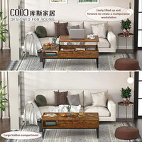 Table basse réglable de thé de taille supérieure en bois personnalisée de levage avec le stockage pour des meubles de salon