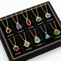 Novedad: Collares con Colgante de Estrella Minimalista Geométrica Brillante con Gema de Color Cultivada en Laboratorio, Chapado en Oro S925