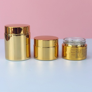 Cosmetic Packing in Stock 5 10 15 20 30 50g Gold Plated Luxury Glass Skin Care Cream Jar 50ml Empty Cosmetic Face Cream Jar - Product Image 1