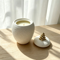 Bougie d'aromathérapie en pot céramique en forme d'arbres de Noël électroplaqués, longue durée, pour salon et chambre, ornement, logo personnalisé, vente en gros