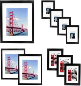 10 paket resim çerçeveleri kolaj ahşap fotoğraf çerçeveleri duvar galerisi kiti için duvar ve ev Mat, one 11x14, iki 8x10, üç