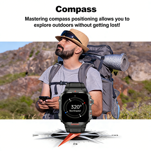 2026 H08 Jam Tangan Pintar 2.01-Inci dengan Senter, Tahan Air 1ATM, Monitor Detak Jantung dan Oksigen Darah untuk Olahraga Luar Ruangan Pria, Relojes <span class=keywords><strong>Smartwatch</strong></span> IP67 - Product Image 3