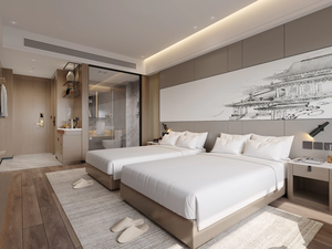 Usine directe hôtel de luxe moderne <span class=keywords><strong>chambre</strong></span> ensemble de meubles en bois massif 5 étoiles hôtel standard cadre de lit panneau têt - Product Image 3