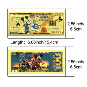 Banconota Moderna in Lamina d'Oro a Tema Topolino e Amici - Carta da Collezione Bifacciale da $<span class=keywords><strong>100</strong></span> per Regali di Natale e Compleanno - Product Image 3