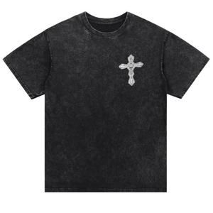 Camiseta de Hombre de Verano, Estilo Urbano, Lavada al Ácido, Desgastada, de Manga Corta, Personalizada, de Alta Calidad, Estilo Vintage, Holgada - Product Image 4