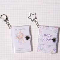 Buku Catatan Mini Motif Bunga Gantungan Kunci PVC dengan Penutup Logam untuk Hadiah dan Penggunaan Sekolah