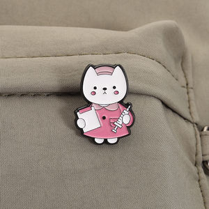 Bros kucing perawat laboratorium lucu pin Enamel bros Lab ilmuwan kucing kartun hadiah perhiasan lencana kerah jas kimia - Product Image 3