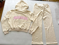 Ensemble de survêtement décontracté pour femme avec logo brodé personnalisé, comprenant un sweat à capuche court zippé et un pantalon de survêtement à taille élastique