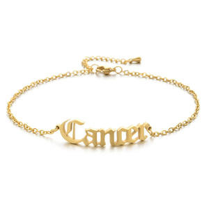 Bracelets de cheville en acier inoxydable plaqué or 18 carats, bijoux de pied, horoscope astrologique du zodiaque, 12 signes du zodiaque pour femmes - Product Image 5