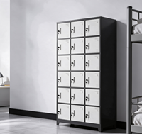Casier en acier métallique à 18 portes, couleur noir et blanc, multi-compartiments, armoire de rangement pour vêtements, pour le personnel d'usine, le bureau, l'école