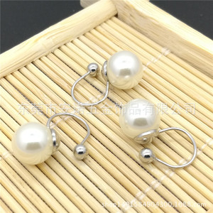 Anno Jewelry Pearl <b>Clip</b> <b>On</b> <b>Earrings</b> Zinc Alloy Ball Shape Women's Gift Fashion <b>Earrings</b> - Product Image 1