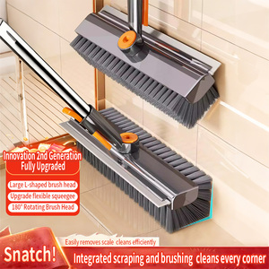 <span class=keywords><strong>Brosse</strong></span> de nettoyage 3-en-1 en acier inoxydable robuste à poils rigides avec long manche pour <span class=keywords><strong>douche</strong></span>, salle de bain et sols – Portable - Product Image 1