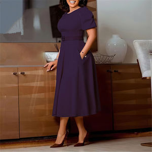 Robes pour femmes Lady Elegant Round Neck <span class=keywords><strong>Chic</strong></span> Elegant Puff Sleeve African Woman Dress - Product Image 4