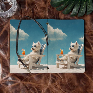 Cahier A6 de style vintage avec fermeture à cravate fait à la main 160 pages cadeau d'anniversaire parfait pour belle-soeur avec lunettes de soleil pour chien Be - Product Image 6