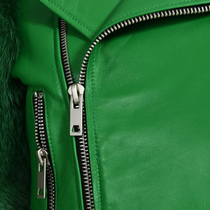 2022 nuovo Design di lusso primavera autunno signore stile personalizzato vera pelliccia di volpe maniche <span class=keywords><strong>donna</strong></span> 100% giacca in vera <span class=keywords><strong>pelle</strong></span> <span class=keywords><strong>moto</strong></span> - Product Image 4