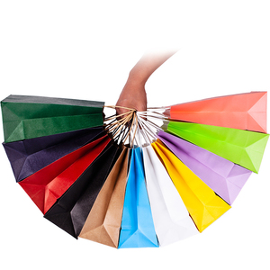 Bolsa de regalo de papel Kraft con asa, Impresión de logotipo personalizado, recuerdo al por mayor, tienda de comestibles, color blanco y marrón - Product Image 1