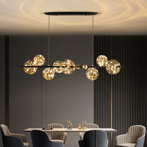 Lampadario Lungo a Sospensione Nordico a LED con Sfera in Vetro Trasparente per Sala da Pranzo, Bar, Ristorante, Caffetteria, Ufficio - Product Image 3