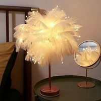 Lampe de chevet LED personnalisée en forme de plume avec batterie intégrée, design moderne et simple, commande par bouton, décoration d'ambiance pour chambre à coucher