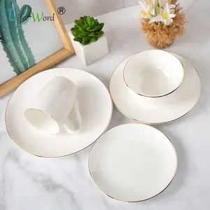 Hotel Tabletops White Round Bone China Restaurant Dinnerware Set with Cup Plate and Bowl