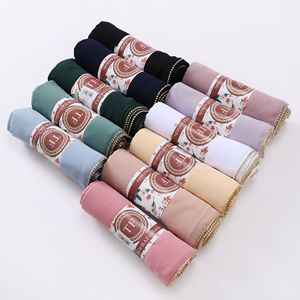 Hijab in Chiffon di Alta Qualità con Perle, Sciarpa con Catena di Strass e Diamanti, Scialle Musulmano per Donne, Copricapo Islamico Fatto <span class=keywords><strong>a</strong></span> Mano con Perline - Product Image 3