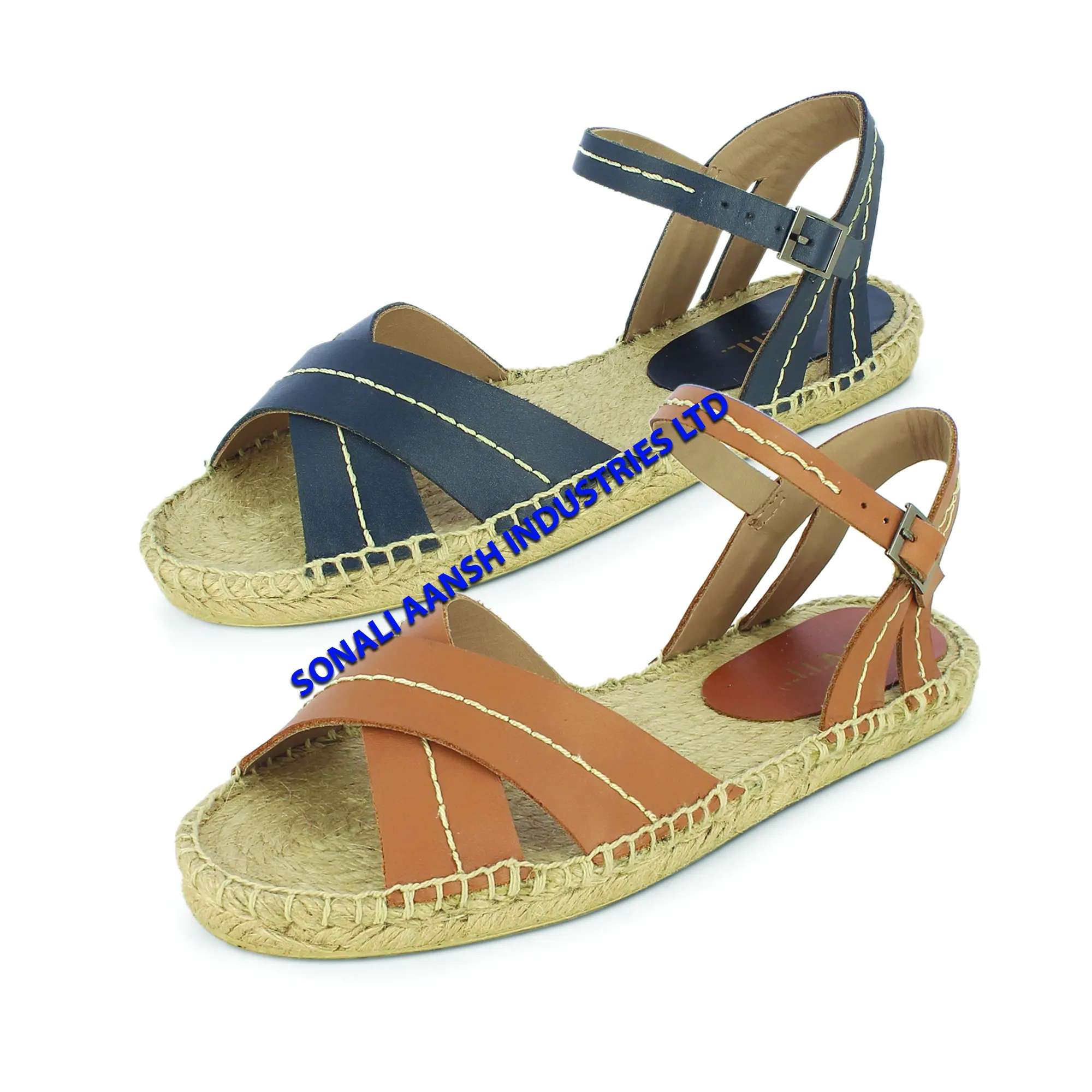 Hot Sale Cheap Price Flat Canvas Espadrilles Wholesale Jute Leather Woman Open Both Sandals Fashions For Womens From Bangladesh