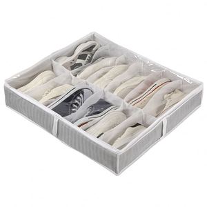 Organisateur de rangement pliable pour chaussures sous le lit, boîte de rangement pour 12 paires de chaussures avec couvercle transparent - Product Image 1