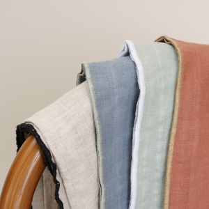 <span class=keywords><strong>Housse</strong></span> de coussin en lin pur 100% avec bordure double piping de couleur unie, design personnalisé, fermeture éclair - Product Image 4