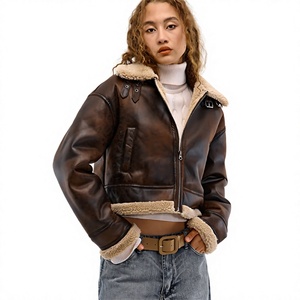 Blouson Moto Femme Hiver 2026 Tout-en-un, Épais et Chaud, Court, Ample, Fermeture Éclair, Décontracté, en Peau de Mouton - Product Image 1