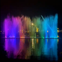 Fontaine musicale de danse extérieure résistante à l'eau en acier inoxydable avec lumières colorées DMX512 flottantes à prix compétitif pour lac