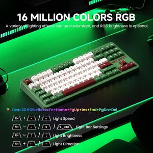 Clavier de jeu mécanique Akko TAC87 USB-<span class=keywords><strong>C</strong></span> filaire, rétroéclairage RGB, 88 touches, 80% TKL, disposition US, Matcha Red Bean, hot-swappable, OEM, avec fixation Gasket - Product Image 5