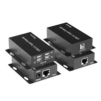 Extensor de Cable Ethernet CAT6 USB 2.0 de 50m con Hub USB de 4 Puertos y Montaje RJ45 para Cámaras Web, Impresoras, Memorias USB, Teclados y Ratones
