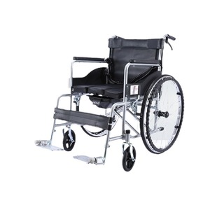 <b>Folding</b> Lightweight Wheelchair With Commode Seat For Seniors Manual U Brake Durable Easy Operation - Product Image 2