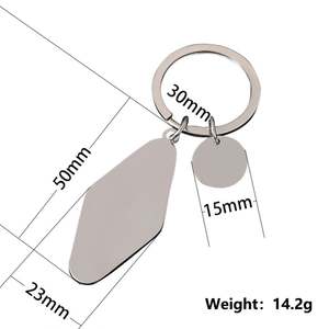 Llavero de acero inoxidable personalizado con rombo en blanco y pieza redonda, ¡Oferta de locura! - Product Image 2